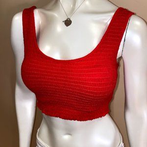 "nameless" Red Frill Ribbed Top